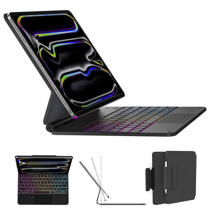 Picture of AUSDOM iPad Pro 13-inch Case 2024 with Keyboard (M4), Wireless Magnetic Floating Backlit Rechargeable Keyboard Case with Multi-Touch Trackpad and Pencil Holder for iPad Pro 13-inch (M4, 2024), Black