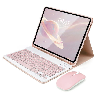 Picture of SOPPY Keyboard Case for iPad with Mouse, Compatible for iPad Air 6th (M2) 11" 2024, iPad Air 5th, iPad Air 4th, iPad Pro 11 inch 2018-2022, Detachable Keyboard Case, Built-in Pencil Slot - Pink - US
