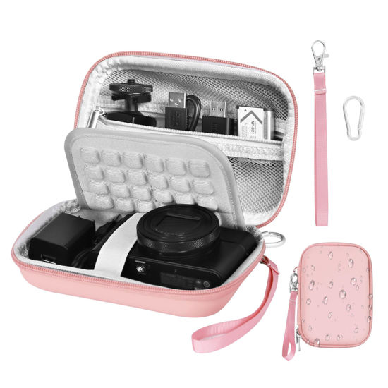 Picture of EMART Digital Camera Case, Small Camera Bag(Fit Camera Size<6"x4"x1") for Canon PowerShot ELPH 180/Sony DSCW800 830/CAMKORY, Camera Carrying Case with EVA Anti-Shock Bubble(Pink)