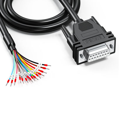 Picture of JUXINICE DB15 Female Connector to Bare Wire 3-Foot 24AWG, DB15 Extension Cable All 15 Wires Equipped with Cable Marker Terminal Blocks D-SUB 15 Pin Cable to Bare Wire