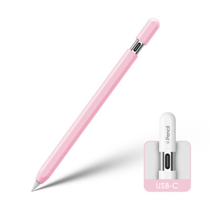 Picture of KELIFANG Silicone Case Sleeve Cover for Apple Pencil (USB-C) 2023, Cute Pink Protective Skin iPad Pencil Holder, Anti-Slip Grip Accessories Compatible with Apple Pencil 3rd Generation