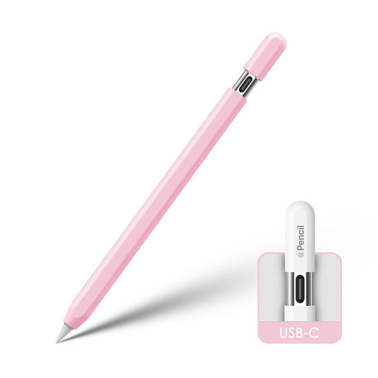 Picture of KELIFANG Silicone Case Sleeve Cover for Apple Pencil (USB-C) 2023, Cute Pink Protective Skin iPad Pencil Holder, Anti-Slip Grip Accessories Compatible with Apple Pencil 3rd Generation