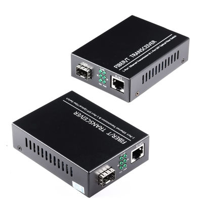 Picture of Open SFP Slot A Pair of 1.25G/s Gigabit Fiber Ethernet Media Converter 10/100/1000Base-Tx to 1000Base-SX SMF RJ45 to SFP Slot, Support SFP Gigabit modules up to 120KM(2 Pack)
