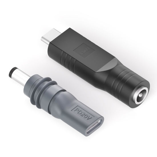 Picture of Starlink Mini DC Power Cable Adapter 2 Pack Female DC to USB C Male for Starlink Mini 20V Input Type C to DC 5.5 x 2.1mm Converter for Starlink Mini Power Cord Work with 100W PD Source (No Cable)