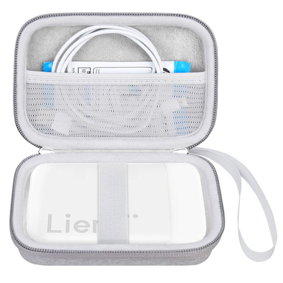 Picture of Elonbo Carrying Case for Liene 2x3” Photo Printer, Portable Instant Printer Travel Holder, Mini Picture Printer Bag. Mesh Pocket Fits Photo Paper, Cable. Grey