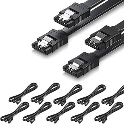 Picture of CORN SATA Cable III 10 Pack 6Gbps Straight HDD SDD Data Cable with Locking Latch 16 Inch(40cm) for SATA HDD, SSD, CD Driver, CD Writer
