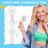 Picture of Woanger 4 Pcs Mini Handheld Fan Bulk Battery Operated Small Fans with Data Cable and Mounting Base Portable USB Electric Fan Small Rechargeable Quiet Pocket Fan Summer (White)