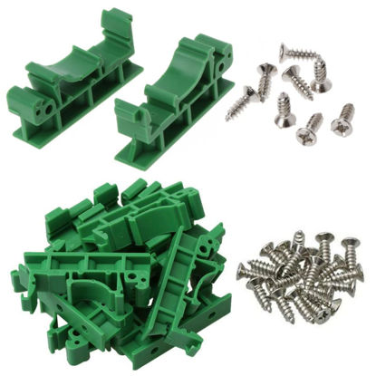 Picture of Molence 10 Sets C45 PCB DIN Rail Mounting Adapter 35mm 15mm Circuit Board Mounting Bracket Holder Carrier Clip