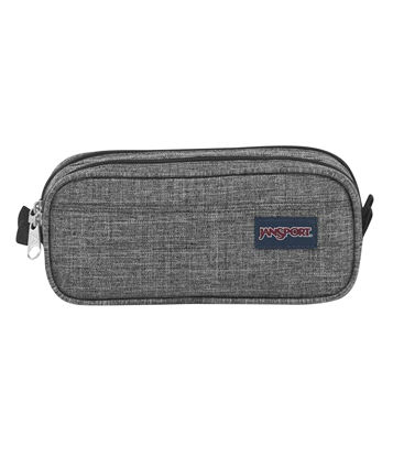 Picture of JanSport Large Accessory Pouch - Secure Storage Space for Pens, Power Cords, Pencil Case, Ideal For Everyday Essentials, 1.3L, Grey Letterman Poly
