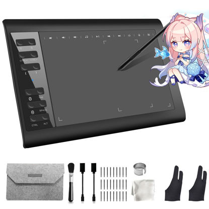 Picture of Graphics Drawing Tablet,10x6 inch Digital Writing Tablet with 8192 Levels Stylus for PC/Mac/Android 5.0 and Above with OTG Function for Drawing and Online Teaching