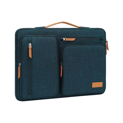 Picture of MOSISO 12.9 inch Tablet Sleeve Case for 13 inch iPad Pro M4&iPad Air M2 2024,iPad Pro 12.9 M2 M1 6/5th with Magic Keyboard&Smart Keyboard Folio, Side Open Carrying Bag with 4 Zipper Pockets,Teal Green