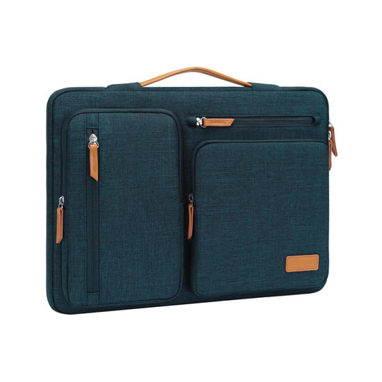 Picture of MOSISO 12.9 inch Tablet Sleeve Case for 13 inch iPad Pro M4&iPad Air M2 2024,iPad Pro 12.9 M2 M1 6/5th with Magic Keyboard&Smart Keyboard Folio, Side Open Carrying Bag with 4 Zipper Pockets,Teal Green