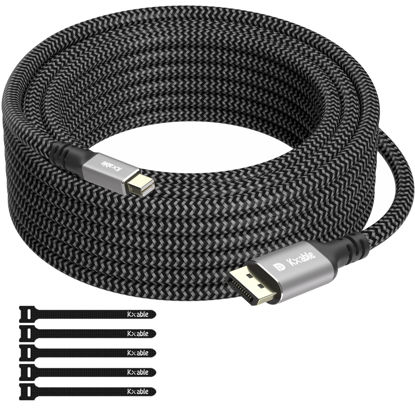 Picture of 4K Mini DisplayPort to DisplayPort Cable 25FT, [4K@60Hz, Gold-Plated Plugs, Nylon Braided], Mini DP (Thunderbolt Compatible) to DP Cable, for MacBook Air/Pro, Surface Pro, Monitor, Projector and More