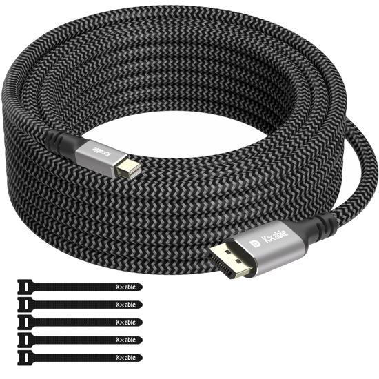 Picture of 4K Mini DisplayPort to DisplayPort Cable 25FT, [4K@60Hz, Gold-Plated Plugs, Nylon Braided], Mini DP (Thunderbolt Compatible) to DP Cable, for MacBook Air/Pro, Surface Pro, Monitor, Projector and More