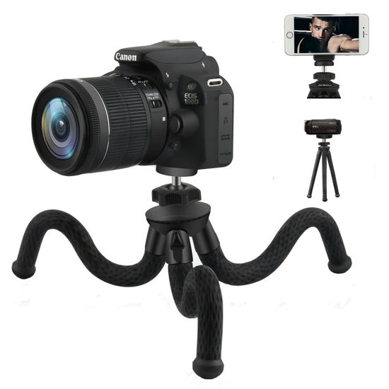 Picture of Camera/Phone Tripod,Patekfly 12 Inch Flexible Camera Tripod for Canon/Nikon/Sony DSLR Cam/Action Cam, Phone Tripod Stand with Cell Phone Holder Clip for iPhone/Android Phone(3 in 1)