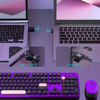 Picture of Wireless Computer Keyboards Mouse Combos, COVEVA Colorful Typewriter Retro Keyboard with Round Keycaps, USB Keyboard and Mouse Set 2.4GHz Full-Size Wireless Keyboard and Optical Mouse（Black-Purple）