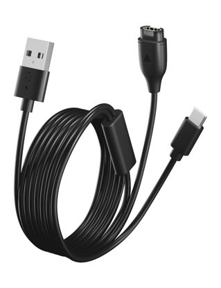 Picture of Bicmice Multi Charger Cable Fit for Garmin Instinct Vivoactive Forerunner Venu Vivosmart Fenix GPS Smartwatch 2 in 1 USB Charging Cable with USB-C for Phones Tablets Earphones Multiple Devices