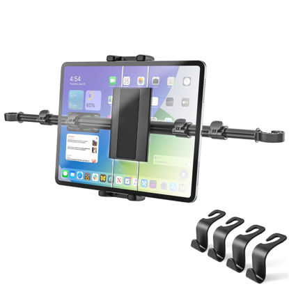 Picture of Kolasels Tablet Holder for Car Headrest with 4 Headrest Hooks, Car Tablet Mount Back Seat for Kids Fit 4-13" Tablets & Phones, ipad Car Holder Back Seat for iPad Pro 12.9, Air, Mini, Galaxy, Fire