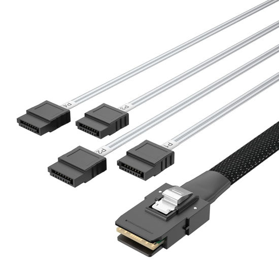 Picture of ipolex Mini SAS SFF-8087 to 4xSATA Cable, Interal Forward Breakout Cable, Compatible with Raid Controller Hard Drive, 0.5m(1.64ft)