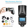 Picture of Godox V1-O Round Head Camera Flash Speedlite, 2.4G X Wireless HSS 76Ws Speedlight Flash with Li-on Battery Powered Compatible with Olympus Cameras Compatible with Panasonic Cameras