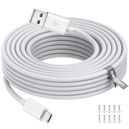 Picture of 5M/16FT Micro USB Power Extension Cable Compatible with Wyze Cam V3, Wyze Cam Outdoor, Blink Camera, Kasa, Arlo Essential, Eufy, Yi, Nest Cam Indoor, Power Charging Cord for Home Security Camera