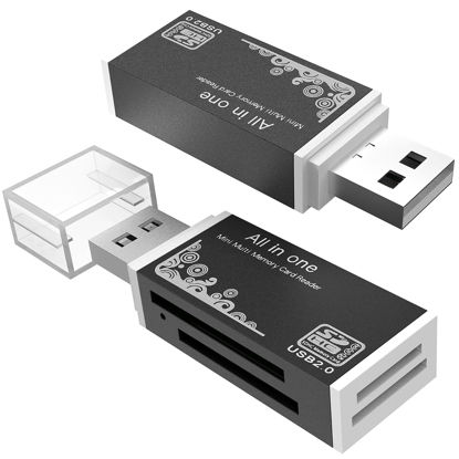 Picture of Micro SD Card Reader, 4-in-1 SD Card Reader to USB Adapter, Memory Card Reader for MS Duo/Pro, M2 Card, SDXC, SDHC, MMC, RS-MMC, Micro SDXC, Micro SDHC and TF Card (2Pack Black)
