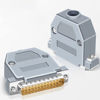 Picture of Jienk 5PCS DB25 Male RS232 D-SUB Serial Solder Cup Connectors Kit, Gold Plated Joints RS232 Serial Solder Type Port 25 Pin D Sub Couplers with Plastic Hoods, Strain Relief Grommet and Screws
