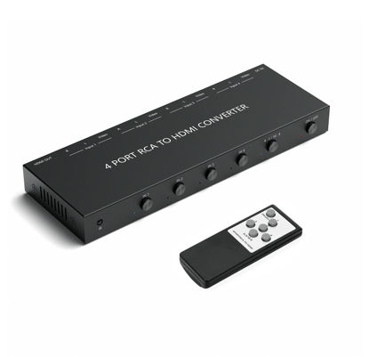 Picture of LVY 4 Port RCA to HDMI Converter/4Port AV to HDMI Adapter Converter 720/1080P Support 16:9/4:3 Switcher Compatible with WII, N64, PS2,PS3, VHS, VCR DVD Players etc. (4AV Input 1 HDMI Output)