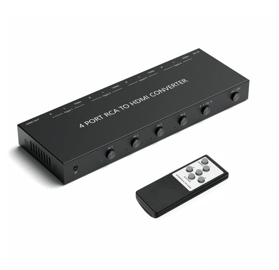 Picture of LVY 4 Port RCA to HDMI Converter/4Port AV to HDMI Adapter Converter 720/1080P Support 16:9/4:3 Switcher Compatible with WII, N64, PS2,PS3, VHS, VCR DVD Players etc. (4AV Input 1 HDMI Output)