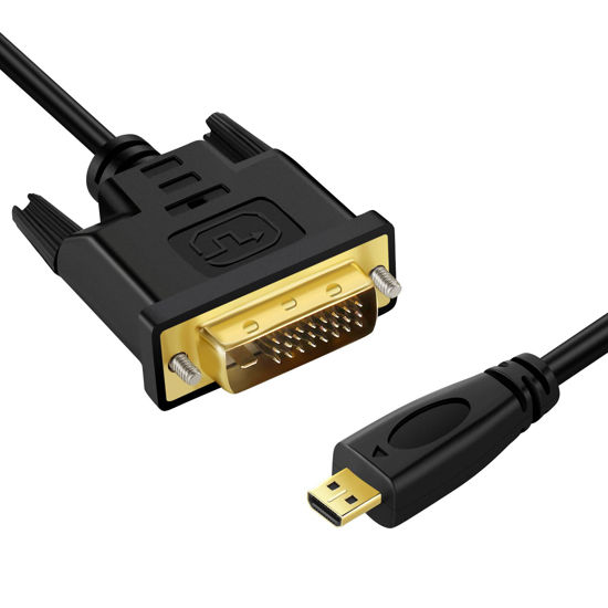Picture of Twozoh Micro HDMI to DVI Cable 6FT, Micro HDMI 1.4 to DVI 24+1 Pin Male to Male Cable Support 1080P Full HD