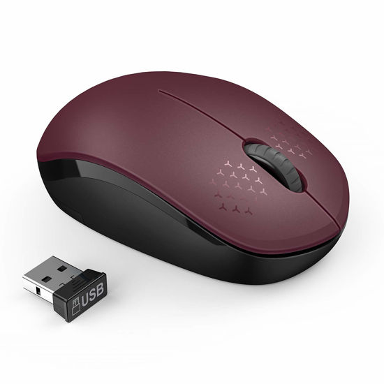 Picture of seenda Wireless Mouse, 2.4G Noiseless Mouse with USB Receiver Portable Computer Mice for PC, Tablet, Laptop - Red&Black
