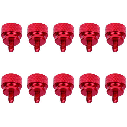 Picture of HELIFOUNER 10 Pieces 6-32 Thread, Red Color Anodized Aluminum Computer Case Thumbscrews, Thumb Screws for Computer Case/Cover/Power Supply/Hard Drives