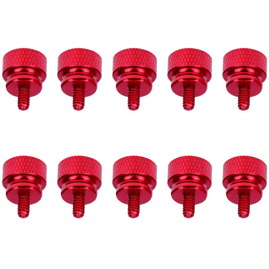 Picture of HELIFOUNER 10 Pieces 6-32 Thread, Red Color Anodized Aluminum Computer Case Thumbscrews, Thumb Screws for Computer Case/Cover/Power Supply/Hard Drives