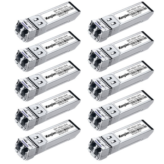 Picture of 10GBASE-LR SFP+ Module, 10G 1310nm Single Mode SFP LC Fiber Optic Transceiver, SFP+ Up to 10km Range, Compatible with Cisco SFP, Meraki, Ubiquiti, Mikrotik, Fortinet, TP-Link（10 Pack）
