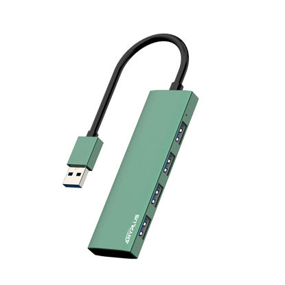 Picture of ANYPLUS USB Hub, USB 3.0 Hub Aluminum Alloy Ultra Slim USB Splitter, Portable 4 Port USB Extender, USB Hub for Laptop, PC, MacBook, iMac, Surface Pro, Mac Pro, Flash Drive, XPS 【Green】