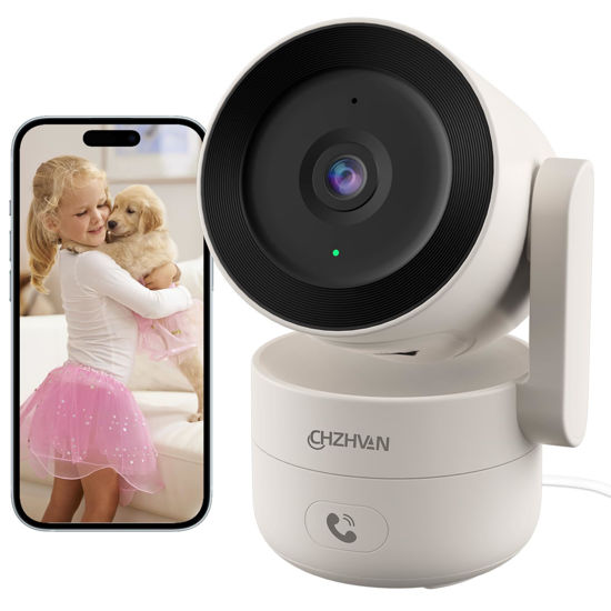 Picture of CHZHVAN Camera for Home Security Indoor, Pan & Tilt, Cry Detection for Baby, 2.5K 4MP QHD, Night Vision, Motion Detection & Tracking, 2-Way Audio, Nanny, Pet, 2.4G WiFi, Local&Cloud Storage