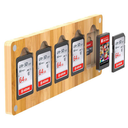 Picture of AODUKE 5 Slots Magnetic Closure Nintendo Switch Game Card Case, Can Store Switch/SD/Micro SD TF Card Bamboo Transparent Display box-AJCX05SD-Z
