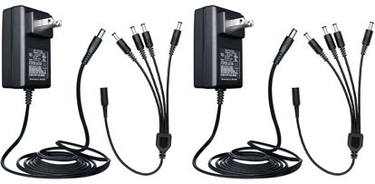 Picture of ANLINK 2 Pack 12V 2A 6ft Long Power Adapter, AC 100-240V to DC 12V 2A (2000mA) & 4-Way Power Splitter Cable for CCTV Security Camera/DVR/NVR/LED Strip Lights, UL Listed/FCC/CE Certificated