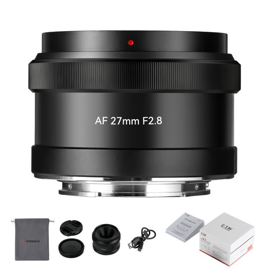 Picture of 7artisans AutoFocus 27mm F2.8 APS-C Frame Lens,F2.8 Large Aperture,Support Automatic/Manual Aperture and Face/Eye Recognition, Compatible for Sony FS5/FS7/FS7M2/FS5M2K/A3000/A5000/A6000(Black)