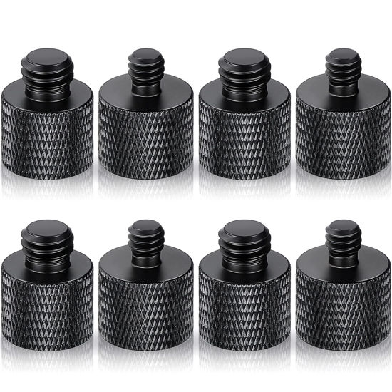 Picture of 8 Pack Camera Screw Adapter 1/4 Male to 3/8 Female and 3/8 Male to 1/4 Female Camera Screw Adapter for Tripod Stand Microphone Stand Mic Mount, Black
