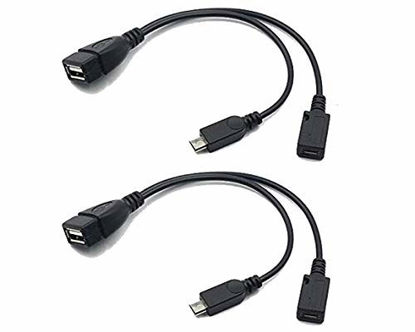 Picture of 2-in-1 Micro USB to USB Adapter OTG Cable Power Cable Replacement for Fire Stick, Samsung Galaxy S6 S7 (2 Pack)
