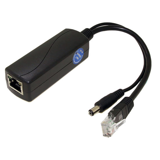 Picture of REVODATA PoE Splitter Gigabit 12V/2A, DC 5.5 * 2.5mm Plug Compatible with DC 5.5 * 2.1mm, PoE to DC 12V/2A Output, Gigabit Ethernet Comply IEEE802.3af/at, Plug and Play