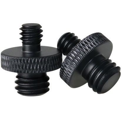Picture of LRONG 2Pcs 3/8 inch Male to 1/4 inch Male Threaded Tripod Screw Adapter Double Sides Standard Mounting Thread Converter for Camera Mount