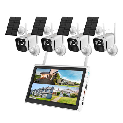 Picture of Solar Security Cameras Wireless Outdoor: 2.5K/4MP UHD Battery Solar Powered Home Security Wifi System with 10" LCD Monitor, 10CH NVR Color Night Vision Smart Motion Alert 2-Way Audio 64GB Storage