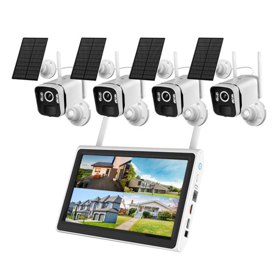 Picture of Solar Security Cameras Wireless Outdoor: 2.5K/4MP UHD Battery Solar Powered Home Security Wifi System with 10" LCD Monitor, 10CH NVR Color Night Vision Smart Motion Alert 2-Way Audio 64GB Storage