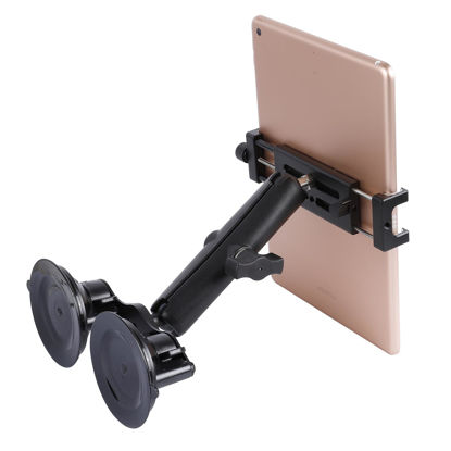 Picture of Aluminum Tablet Holder with Dual Suction Cup Base for Car/Boat Windshield, Tablet Stand Fits iPad Air 13" M2 (2024), iPad Pro 12.9" and other 4.7-15" Tablets, Mount on Window Bathroom Mirror