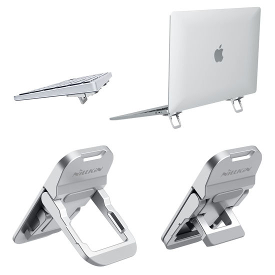 Picture of Nillkin Computer Keyboard Stand for Desk with 3 Adjustable Angles, 2PCS Laptop Stand Keyboard Riser for MacBook Pro/Air, Samsung Galaxy Book Pro, HP, Dell,Lenovo,10-17 Inches Laptop, Silver