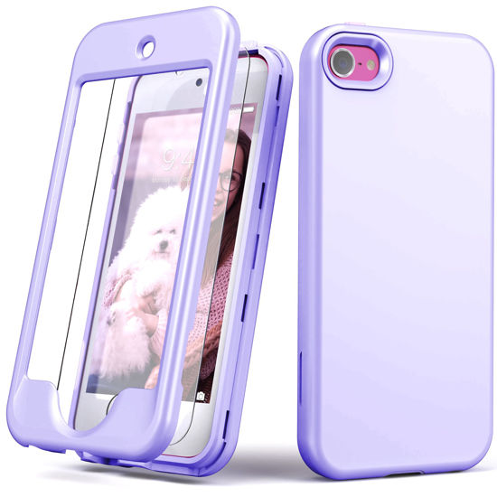 Picture of Yamink iPod Touch 7 Case with Screen Protector,iPod Touch 6 Case,iPod Touch 5 Case, Lightweight Full Body Heavy Duty Protection Soft TPU Hard PC Bumper Protective Sturdy Cover,Light Purple