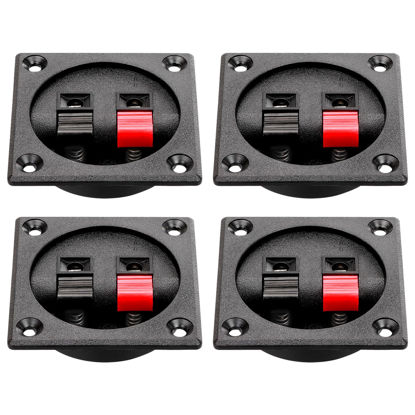 Picture of Tongze 4PCS Speaker Box Terminal Cup, Spring Square Subwoofer Box Terminal Binding Post Connector for DIY Home Car Speaker & Sub-woofer