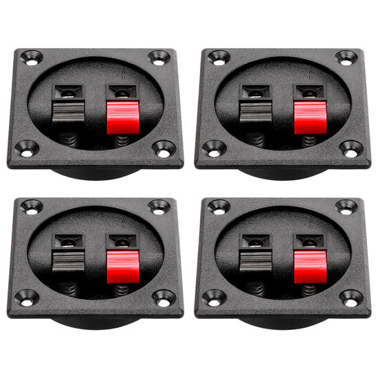 Picture of Tongze 4PCS Speaker Box Terminal Cup, Spring Square Subwoofer Box Terminal Binding Post Connector for DIY Home Car Speaker & Sub-woofer